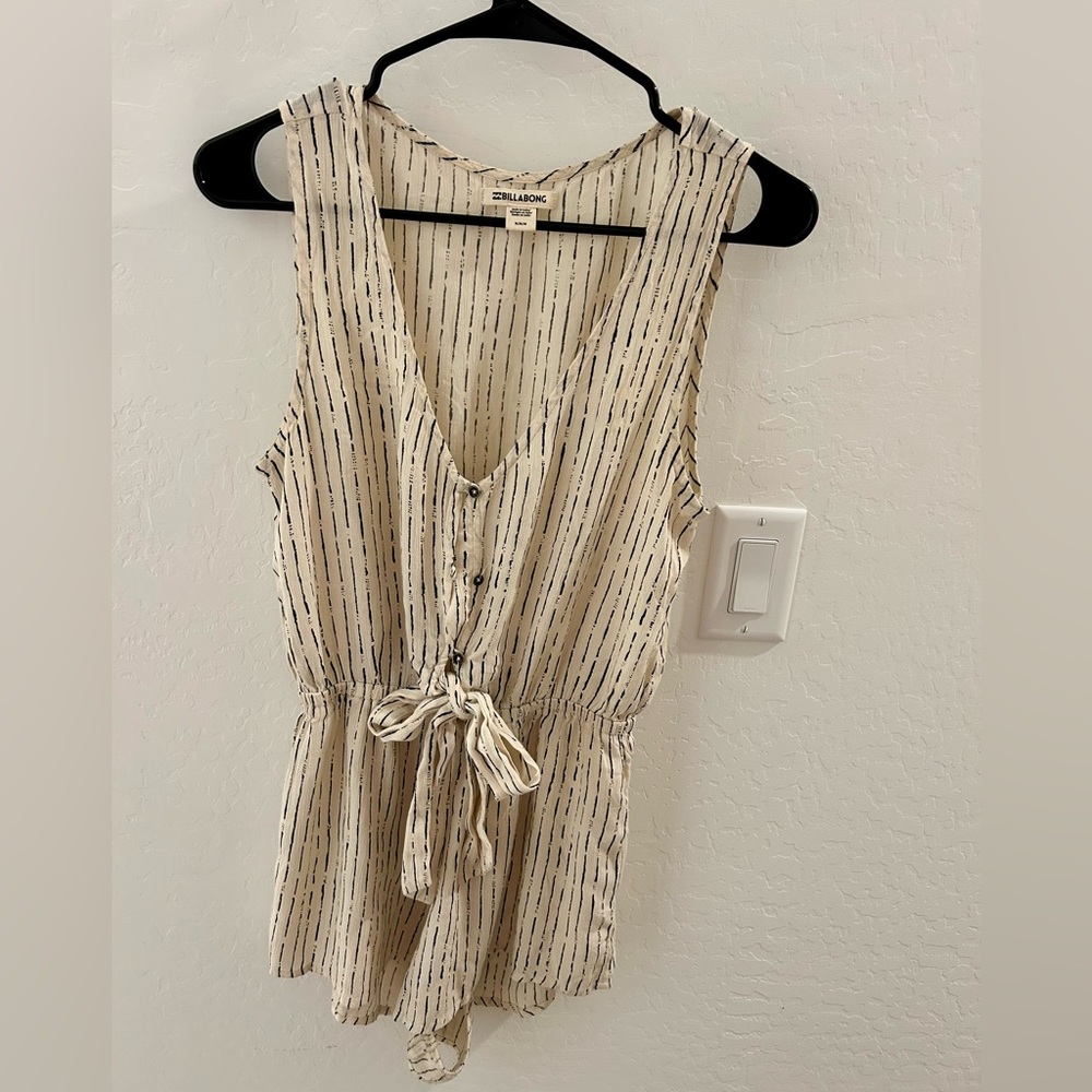 Billabong Cream and Black Floral Wrap Romper - Picture 2 of 3